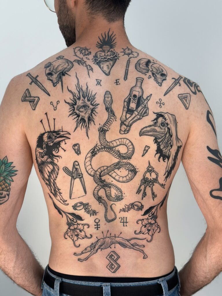 Nature and Mystery Patchwork Arm Tattoo Tattoo Design