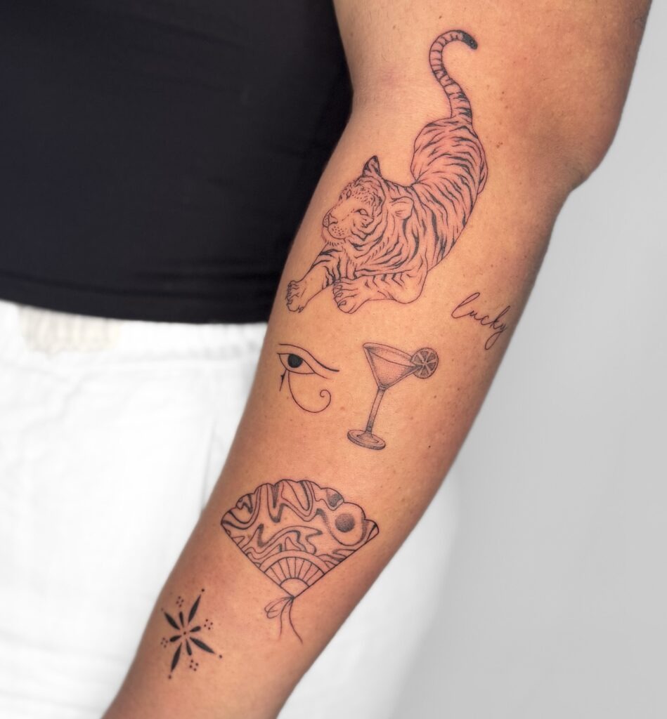 Soft Power Patchwork Forearm Tattoo Tattoo Design