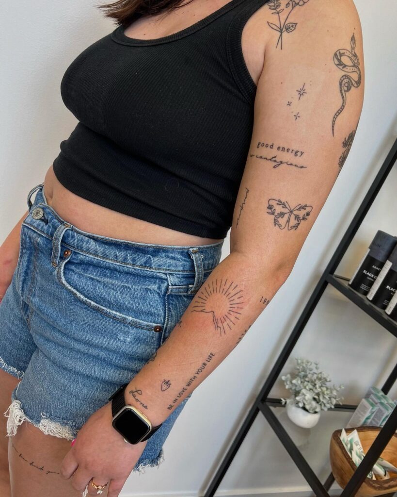 Uplifting Patchwork Tattoo Sleeve Tattoo Design