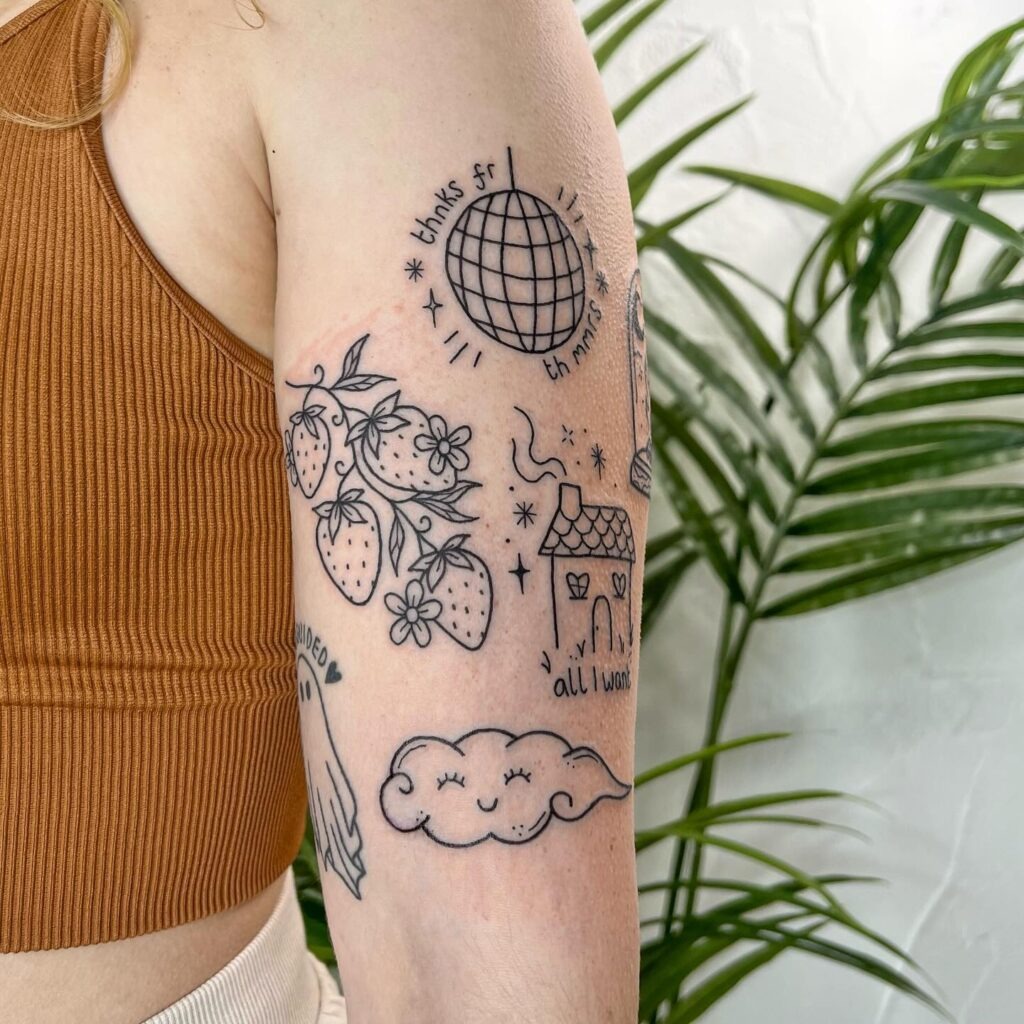 Whimsical Feel-Good Patchwork Tattoo Tattoo Design