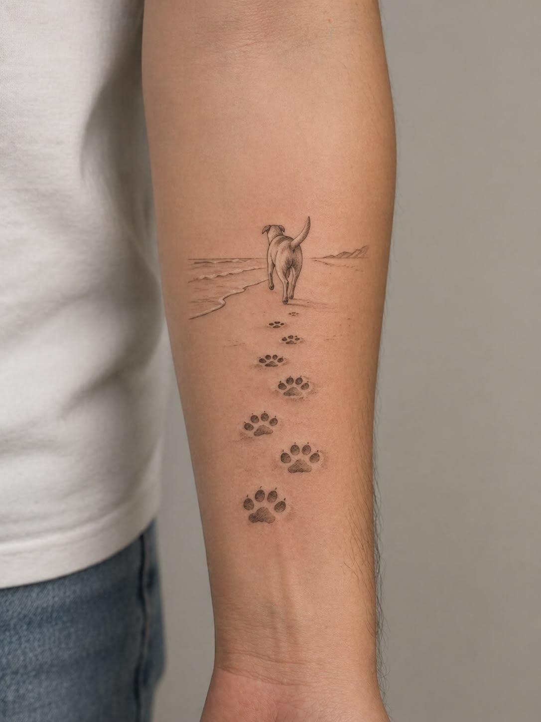 Dog Walking Toward the Shore Tattoo Tattoo Design