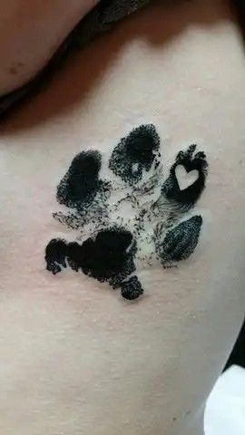 Genuine Paw Print with Hidden Heart Tattoo Design