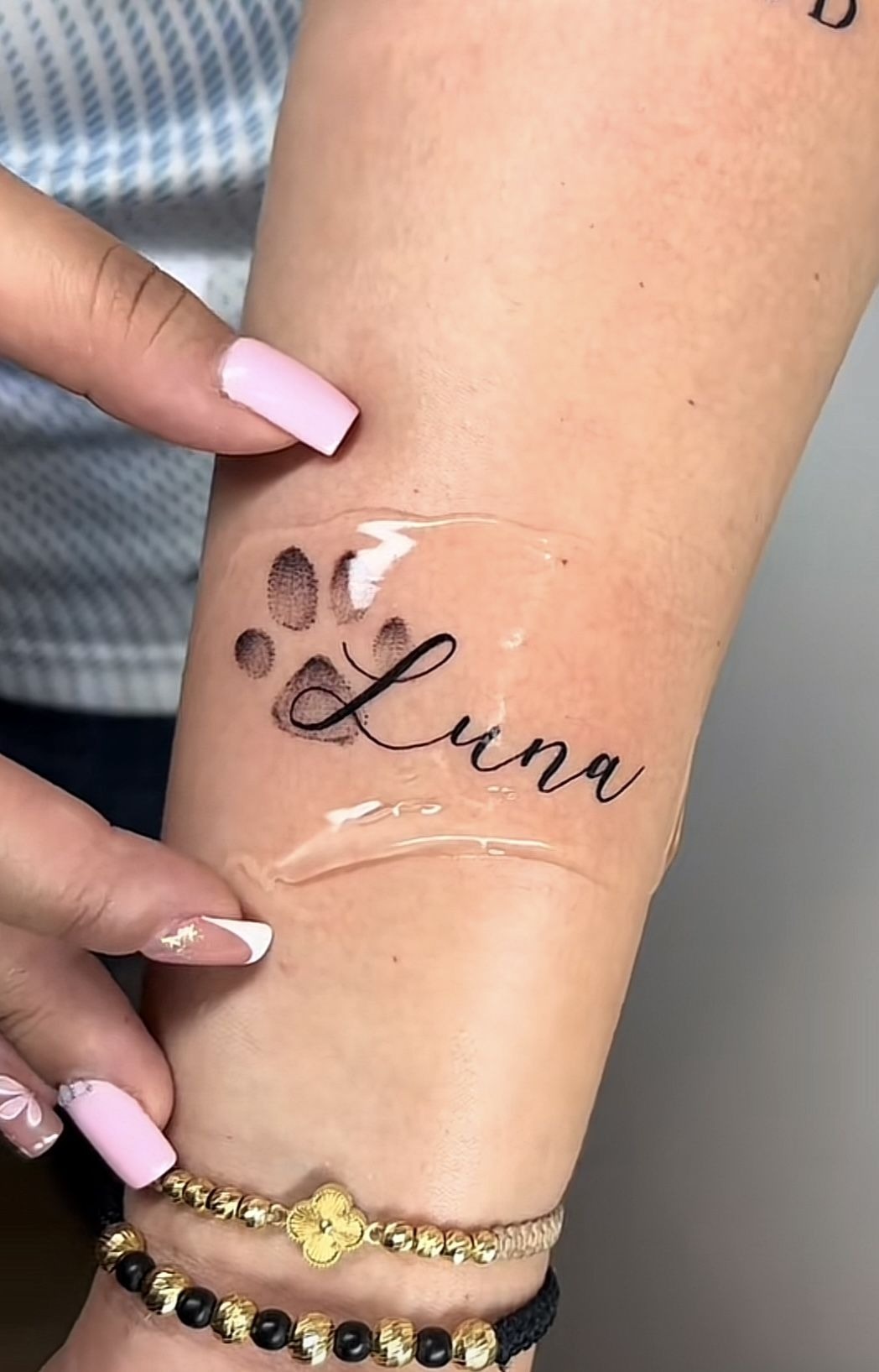 Luna Paw Print and Name Tattoo Tattoo Design