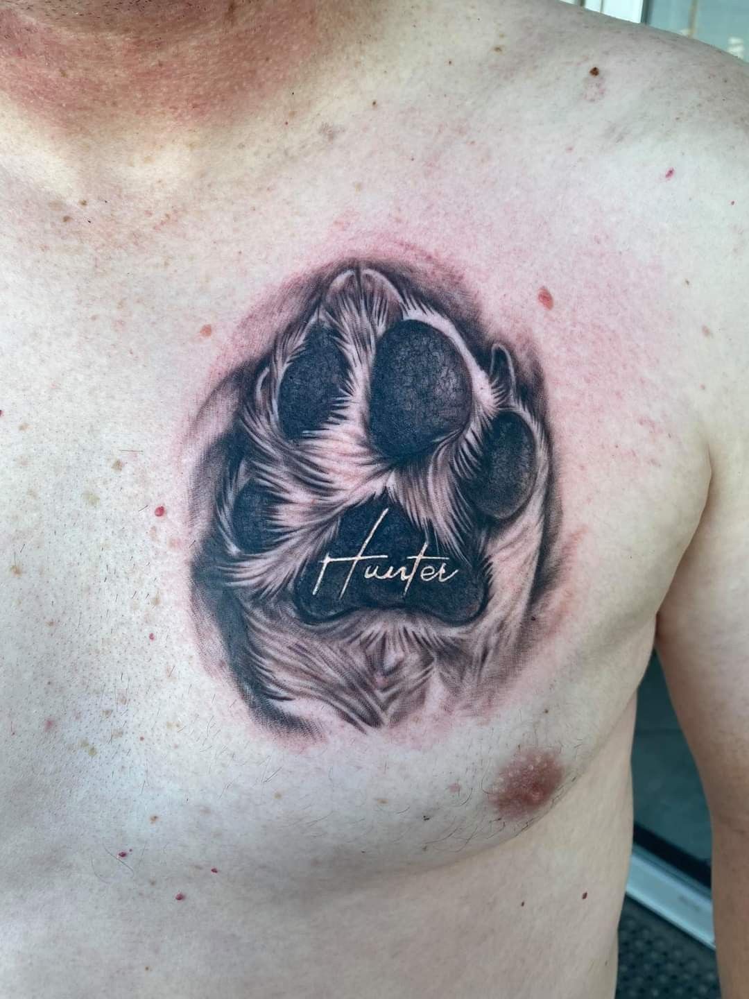 Oversized Furry Paw Chest Tattoo Tattoo Design