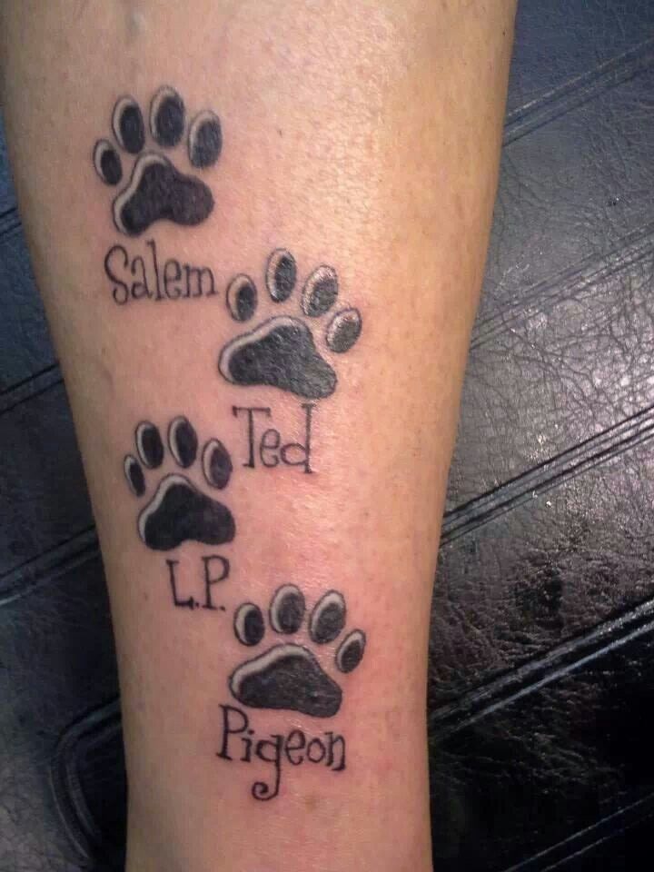 Paw Print Family Names Tattoo Tattoo Design