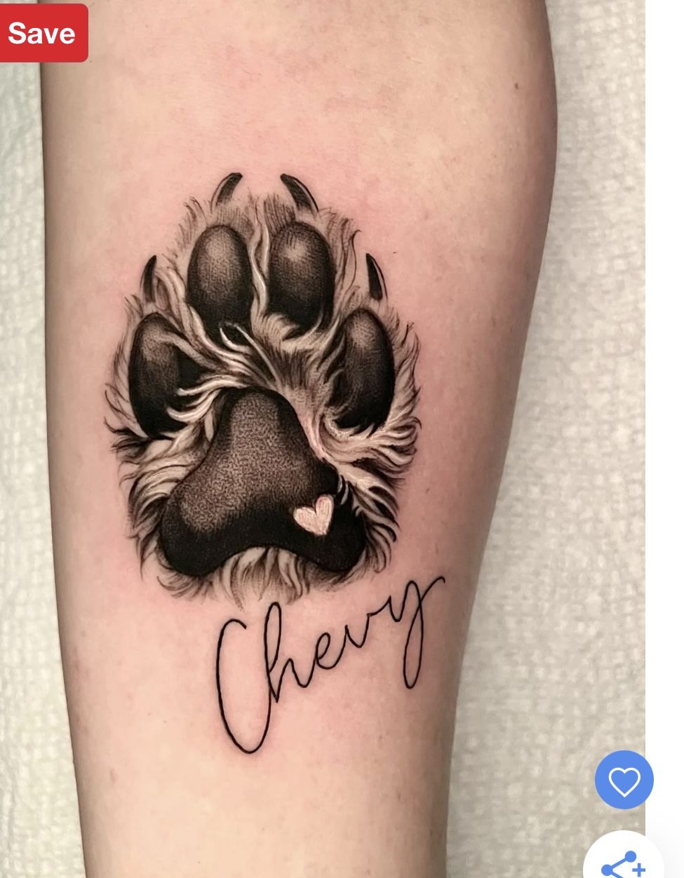 Realistic Furry Paw Memorial Tattoo Tattoo Design