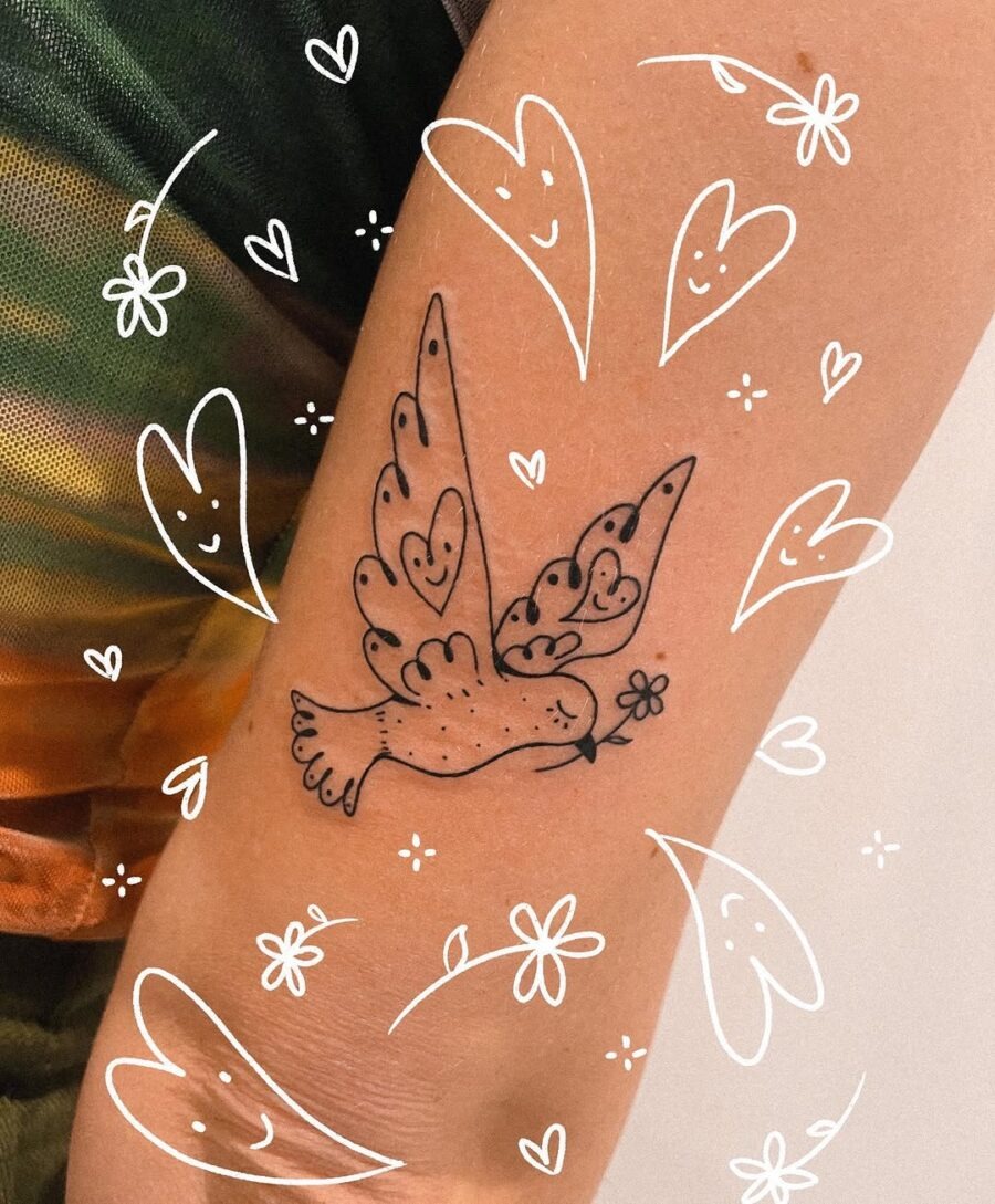 A whimsical dove tattoo representing peace Tattoo Design