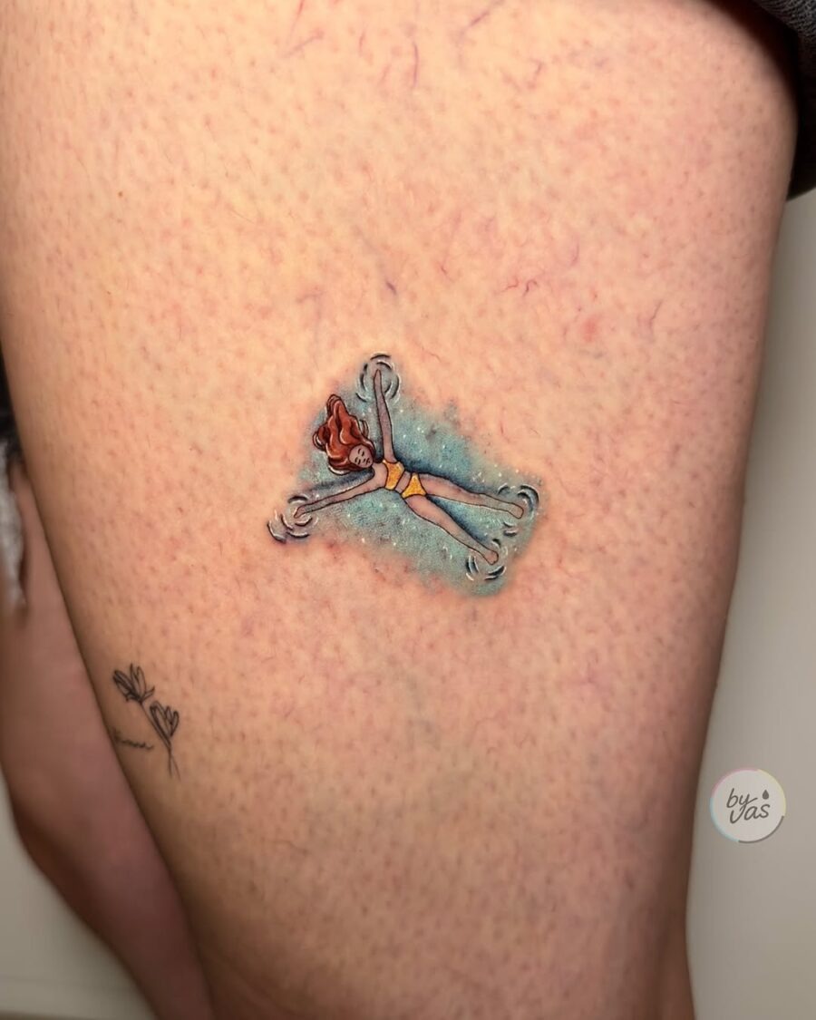 Charming peace tattoo of a floating woman Tattoo Design