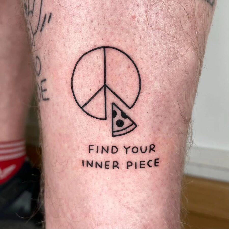 Humorous peace and pizza tattoo design Tattoo Design