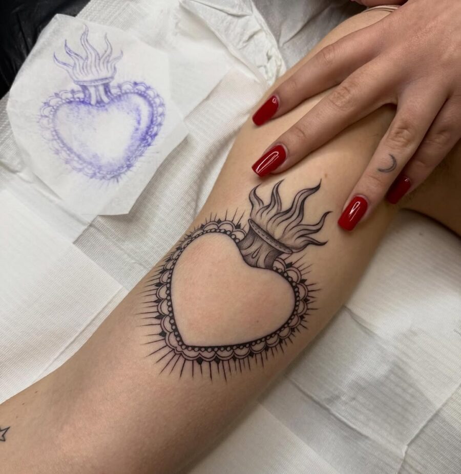 Intricate heart tattoo symbolizing peace and love Tattoo Design