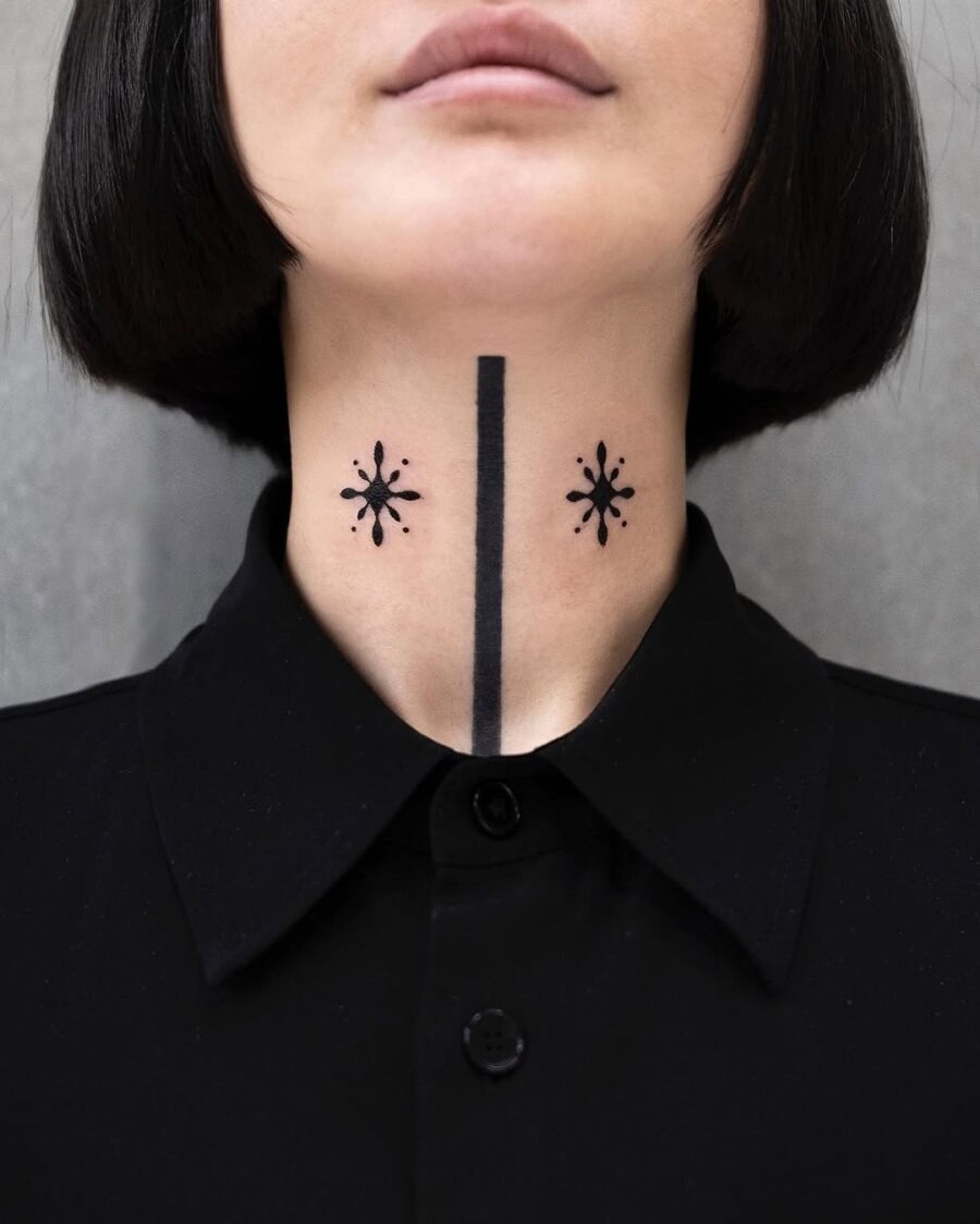 Minimalist neck tattoos symbolizing peace and harmony Tattoo Design