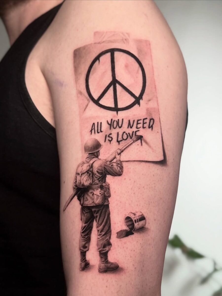 Powerful message of peace and love in art Tattoo Design