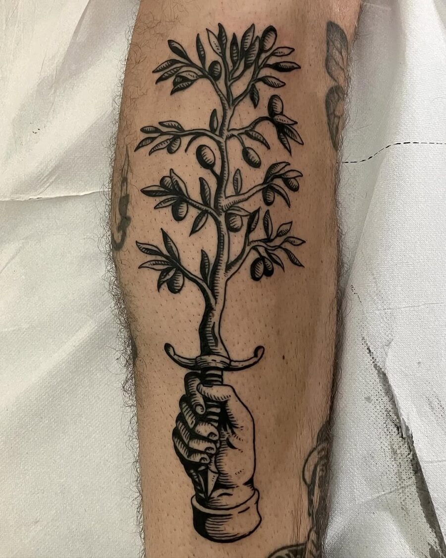 Symbolic olive branch peace tattoo design Tattoo Design