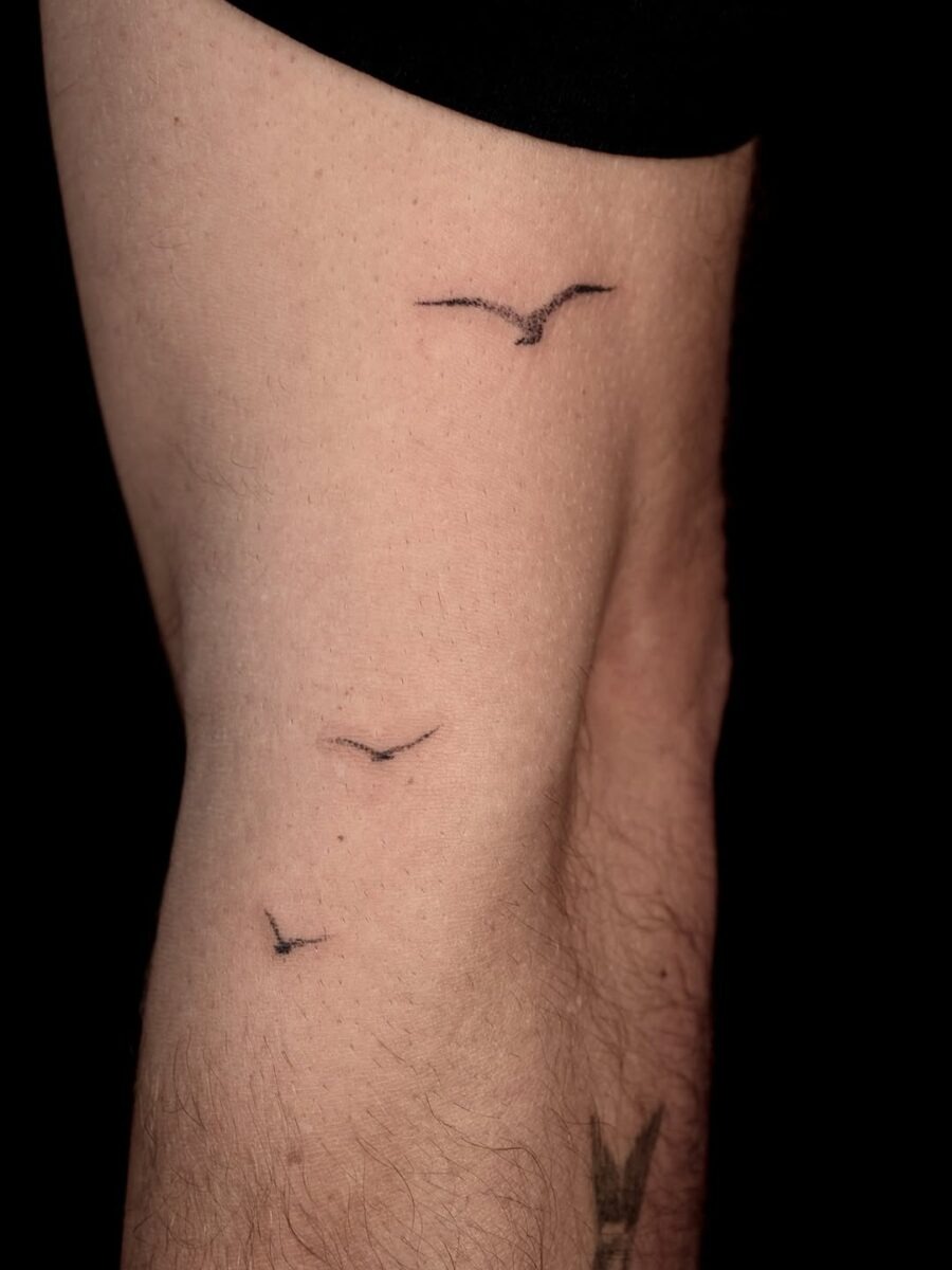 Three flying birds symbolize freedom and peace Tattoo Design