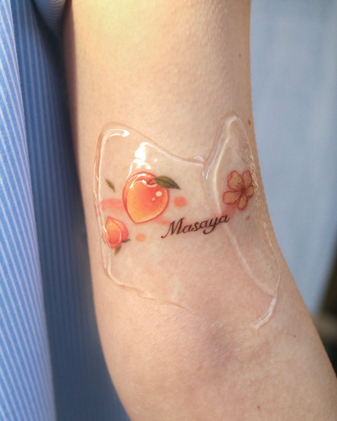Charming Peach Tattoo with a Personal Touch Tattoo Design