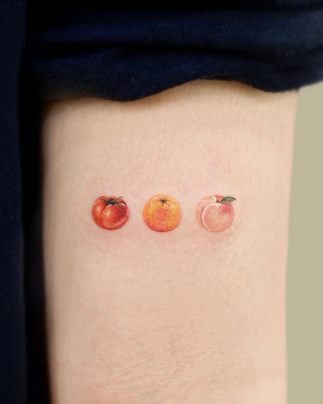 Colorful peach tattoo trio design beauty Tattoo Design