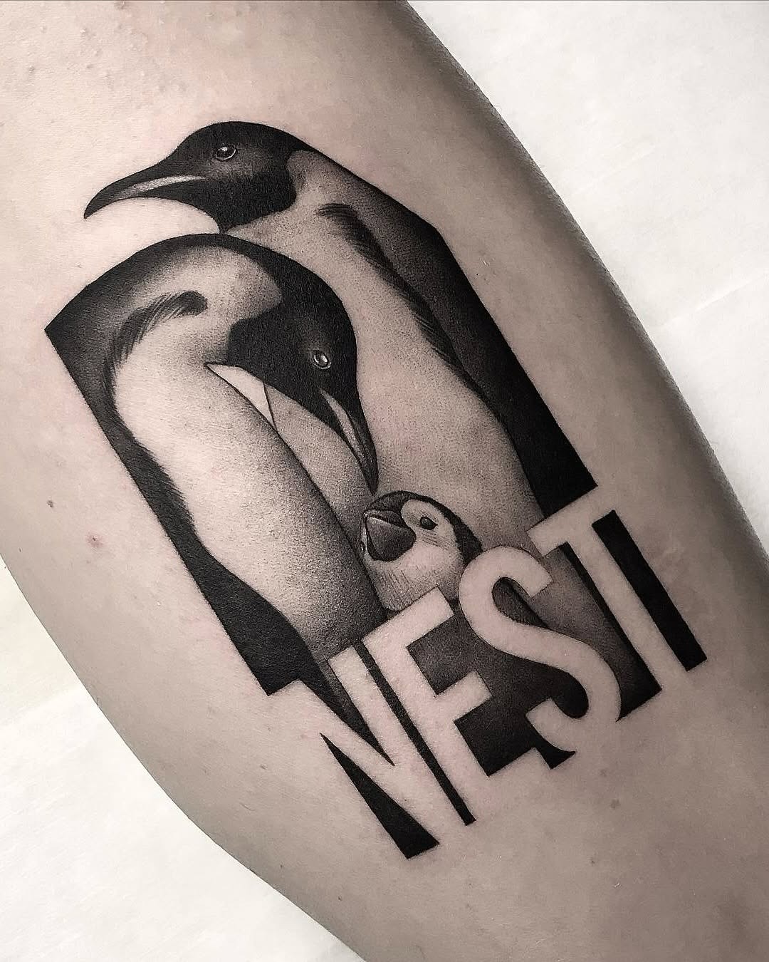 Adorable penguin family tattoo with meaning Tattoo Design
