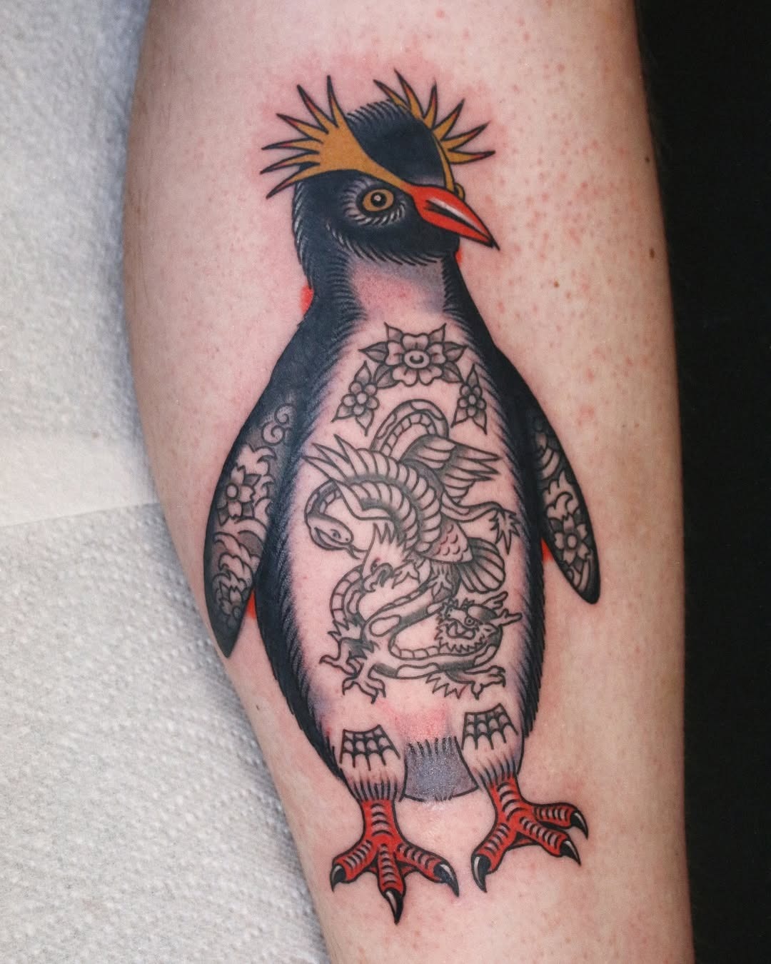 Unique penguin tattoo with intricate details Tattoo Design