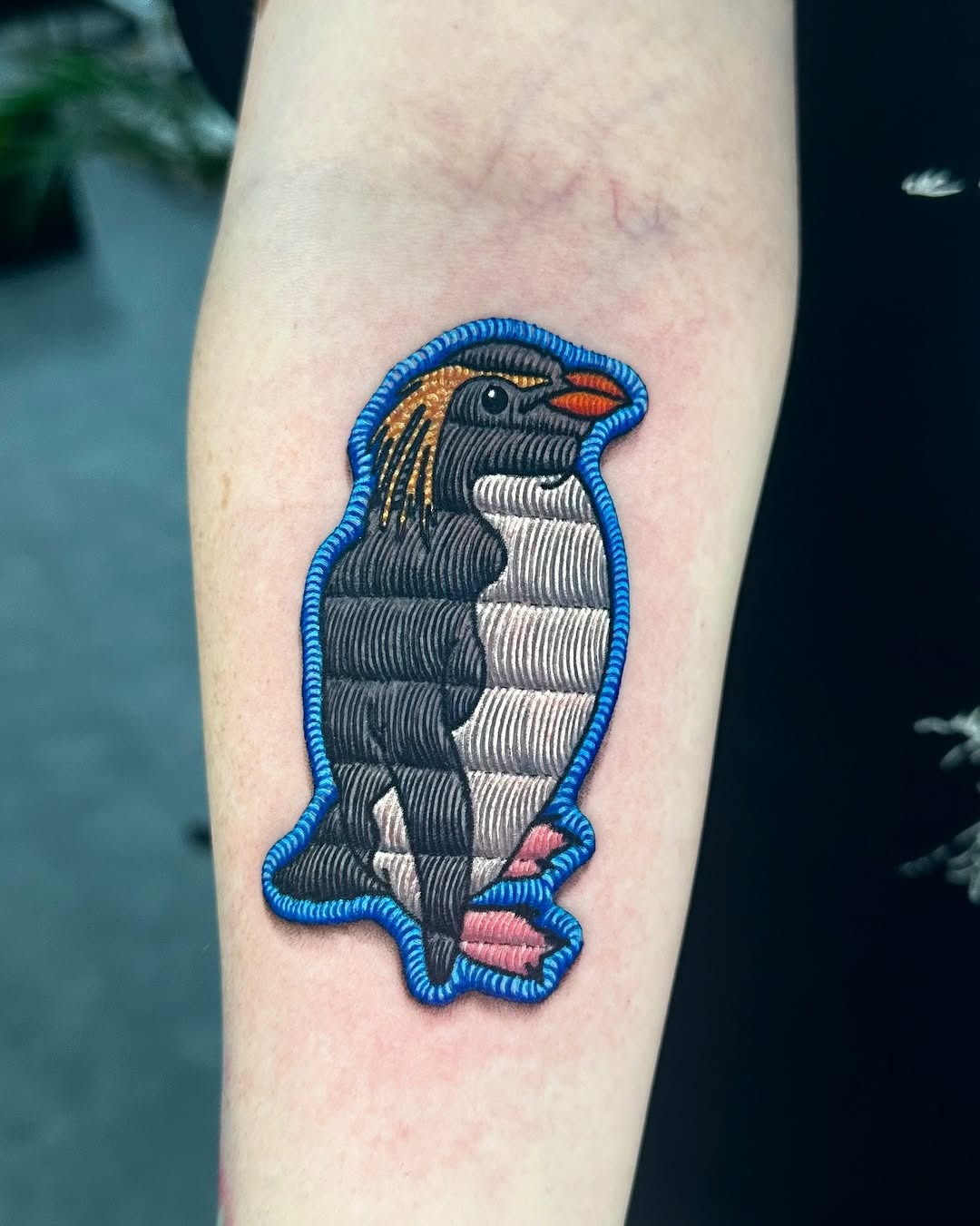 Vibrant embroidered penguin tattoo Design Tattoo Design