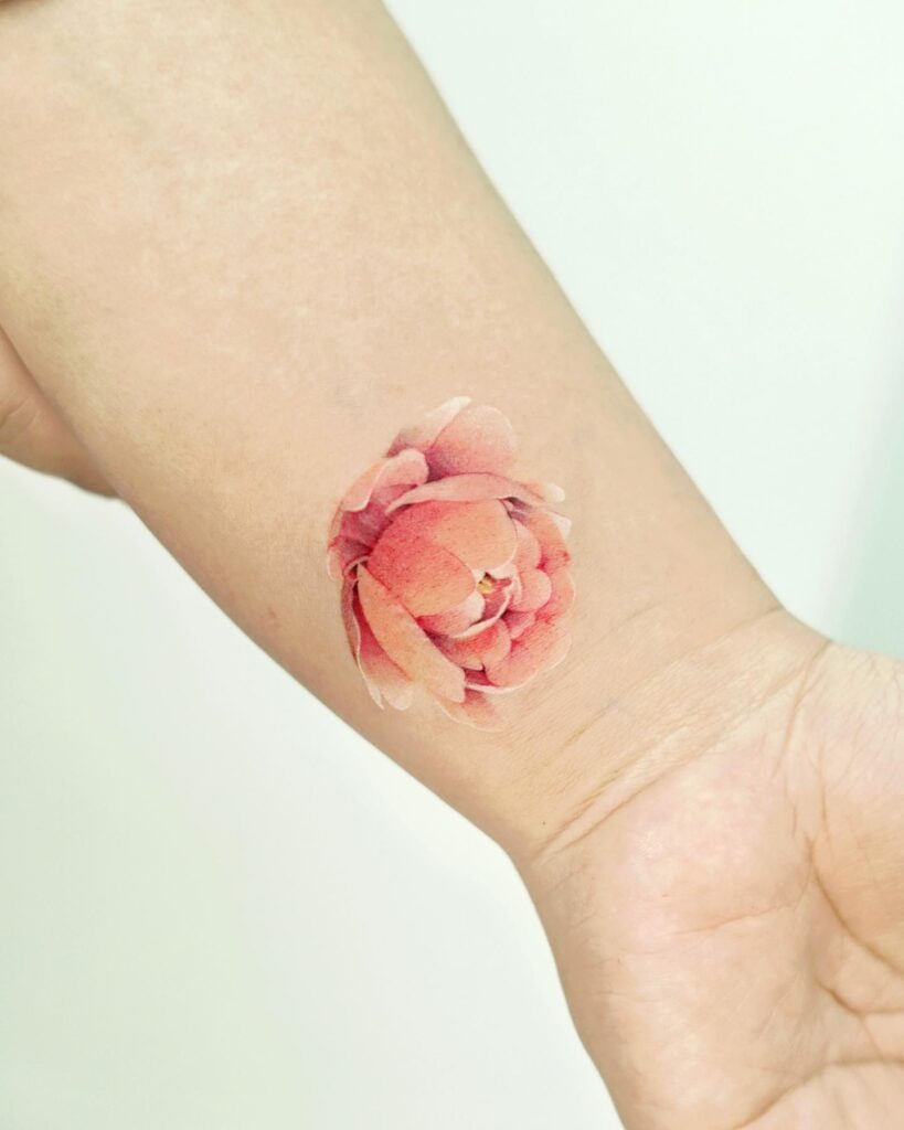 Elegant Peony Outline Shoulder Tattoo Tattoo Design