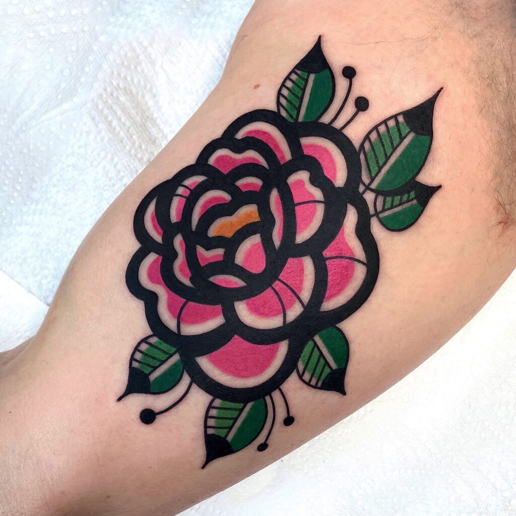 Elegant Red Peony Shoulder Tattoo Tattoo Design