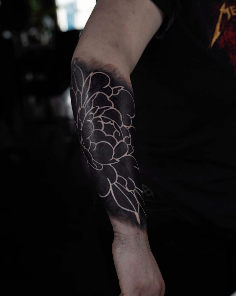 Ornamental Mandala and Peony Forearm Tattoo Tattoo Design