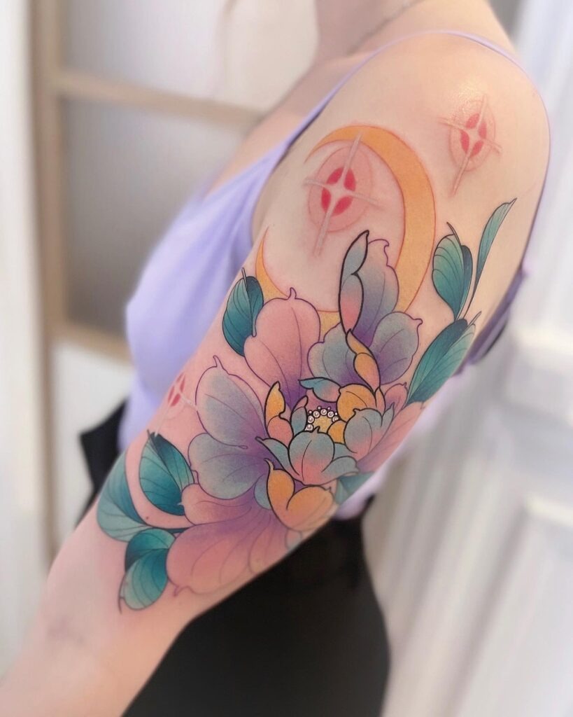 Peony and Mandala Forearm Tattoo Tattoo Design
