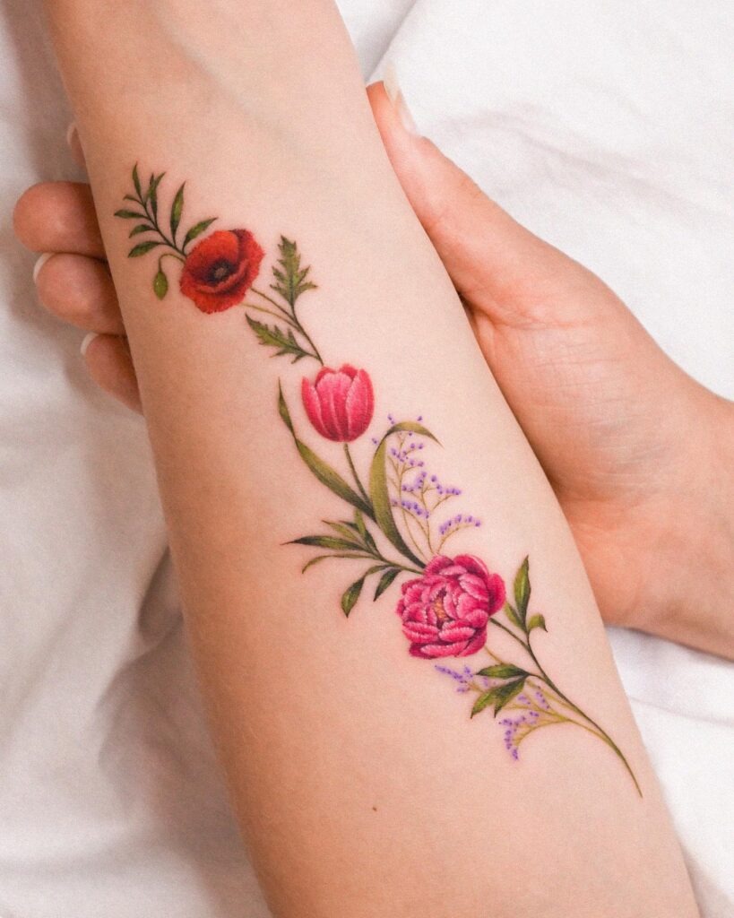 Red Peonies and Black Wind Irezumi Tattoo Tattoo Design