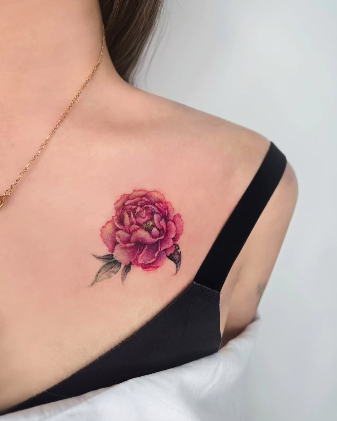 Elegant peony tattoo on shoulder Tattoo Design