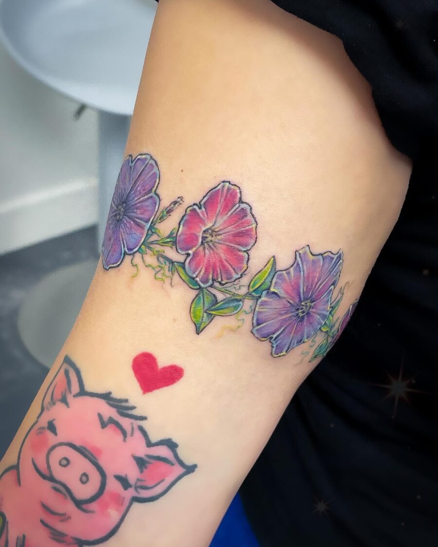 Colorful petunia tattoos with playful charm Tattoo Design