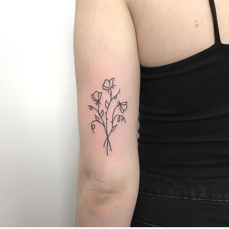 Elegant Minimalist Petunia Floral Tattoo Design Tattoo Design