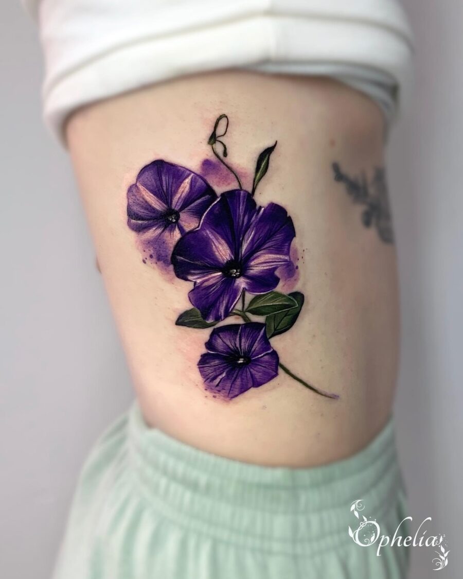 Stunning petunia tattoo with deep purple hues Tattoo Design