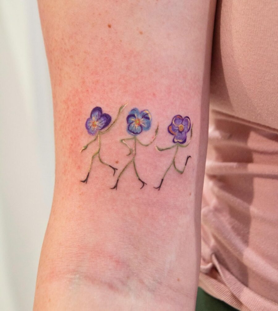 Unique Petunia Tattoos with Playful Characters Tattoo Design