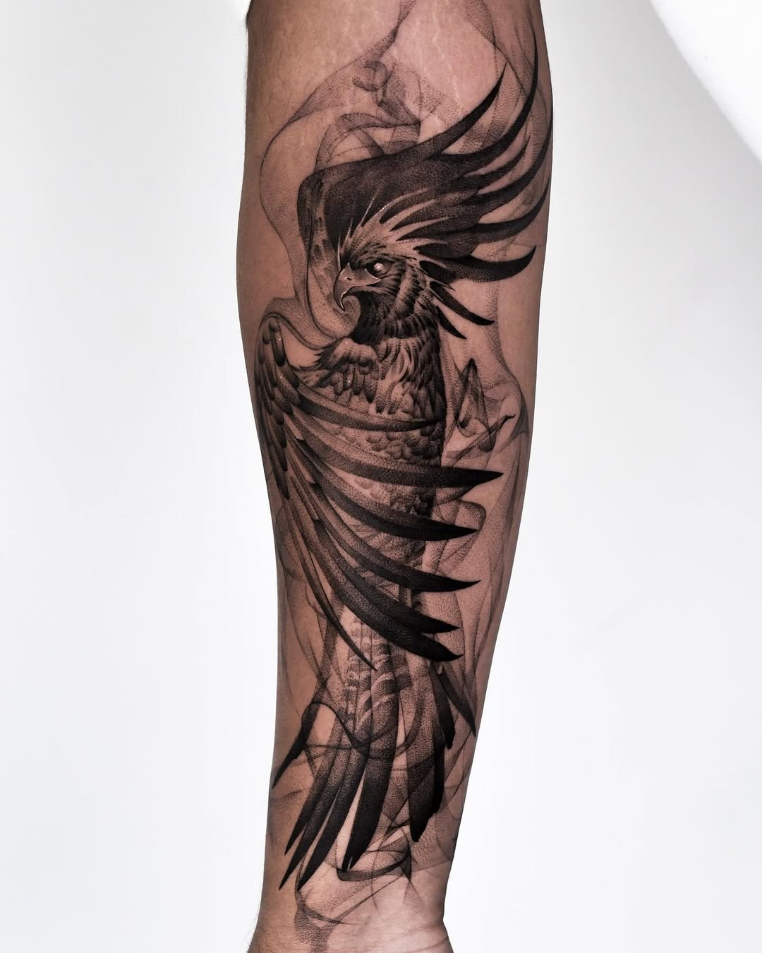 Stunning black-and-gray phoenix tattoo design Tattoo Design