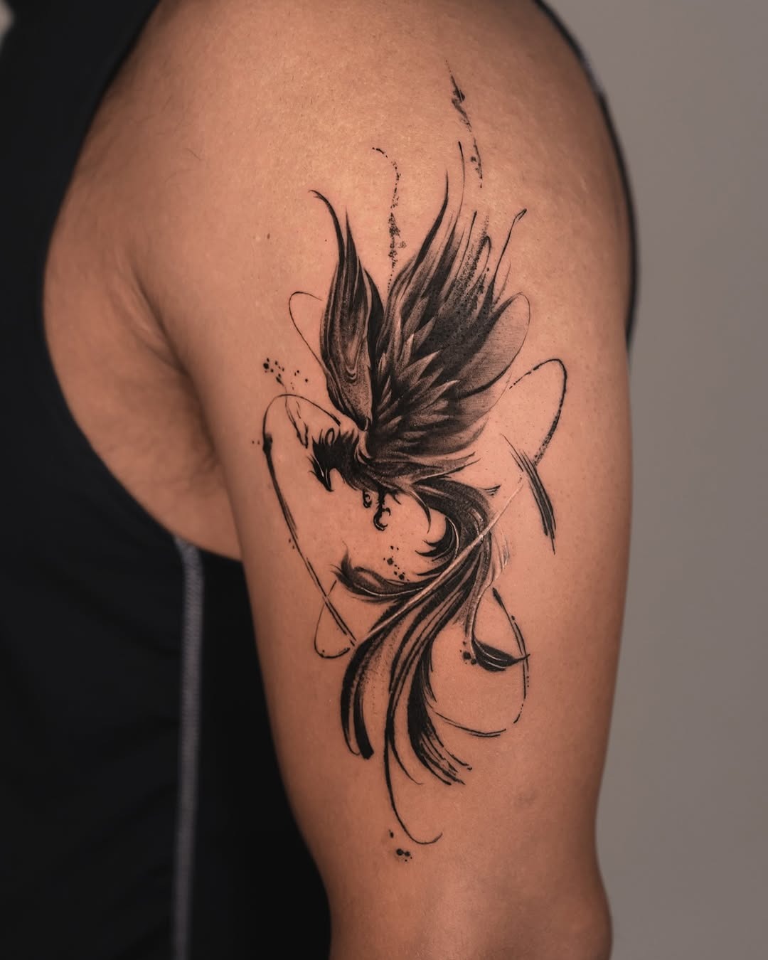 Stunning black and white phoenix tattoo design Tattoo Design