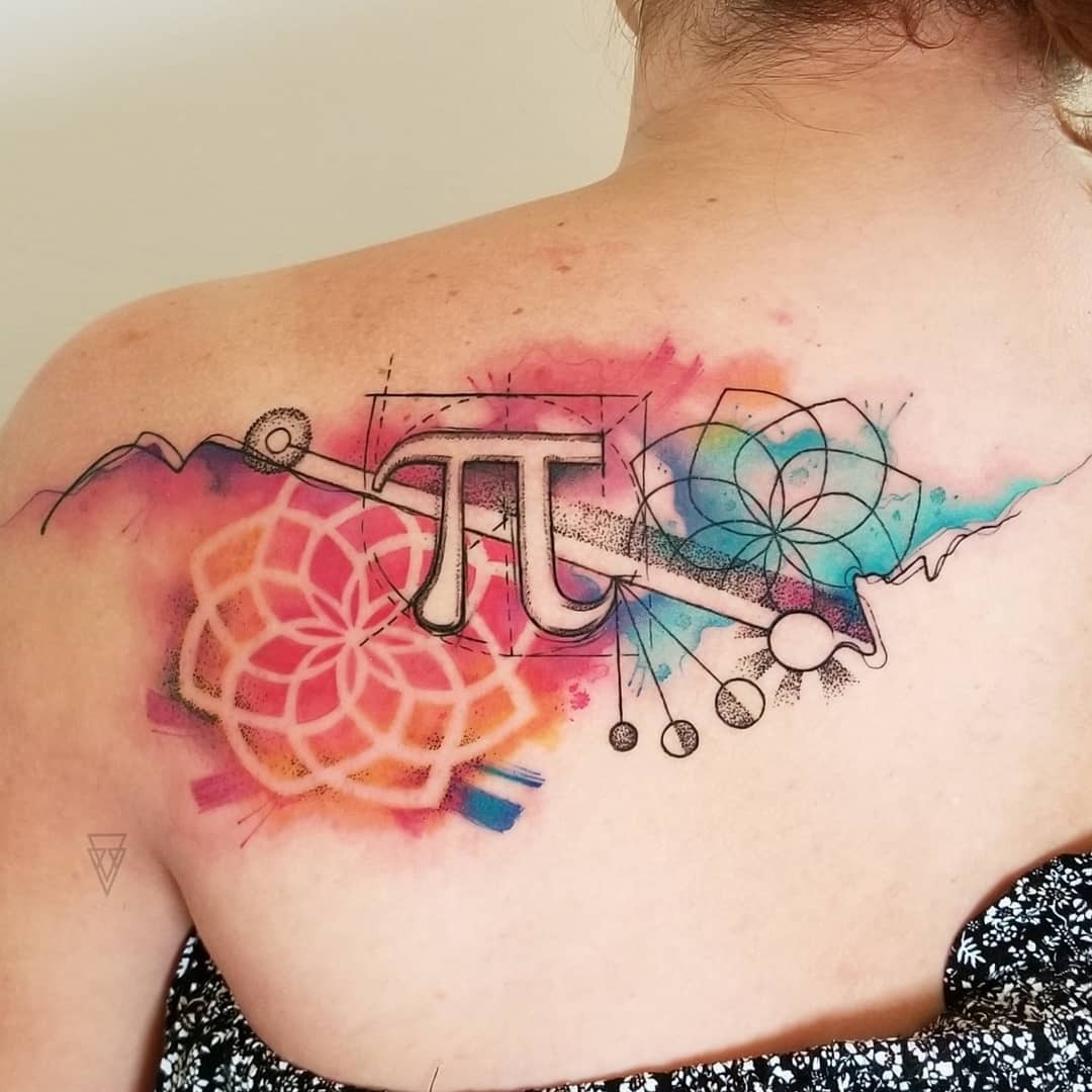 Artistic Pi Tattoo with Vibrant Colors Tattoo Design
