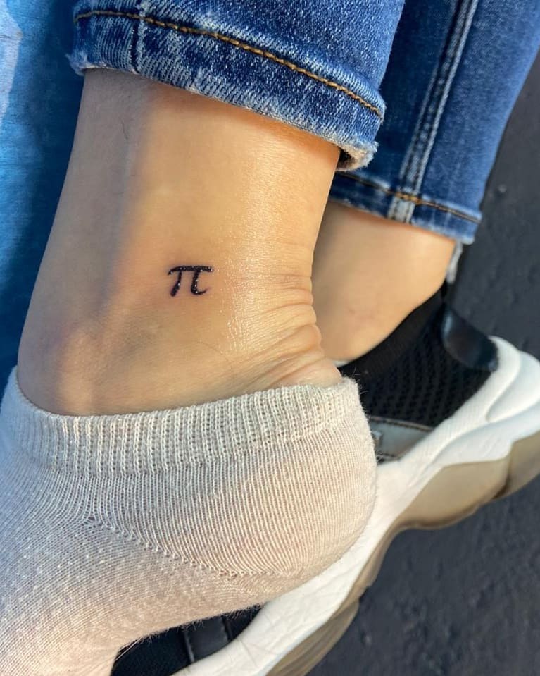 Elegant minimalist pi tattoo on the ankle. Tattoo Design