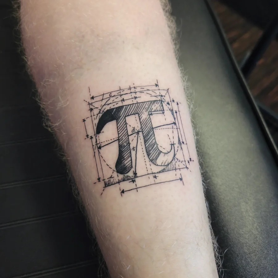 Elegant Pi Symbol with Geometric Elements Tattoo Design