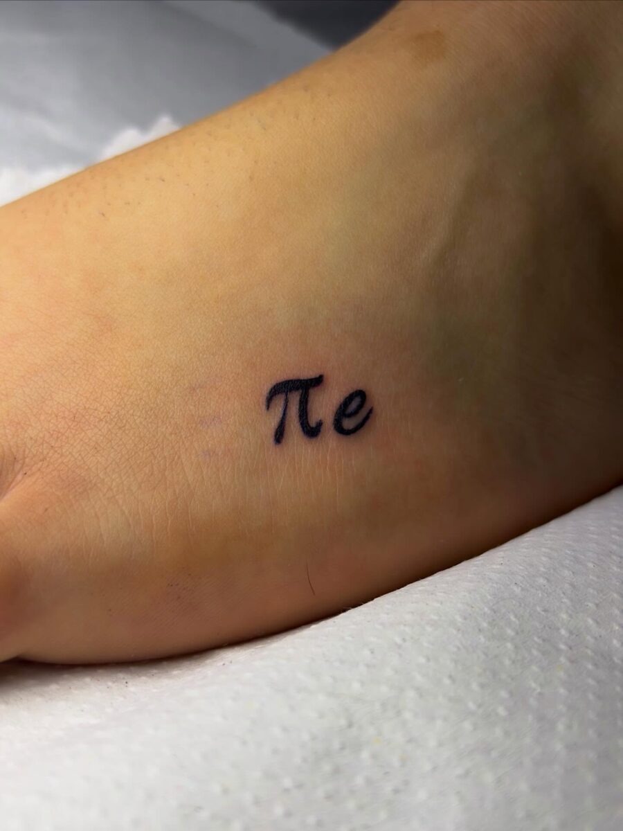 Elegant Pi Tattoo in Cursive Script Tattoo Design