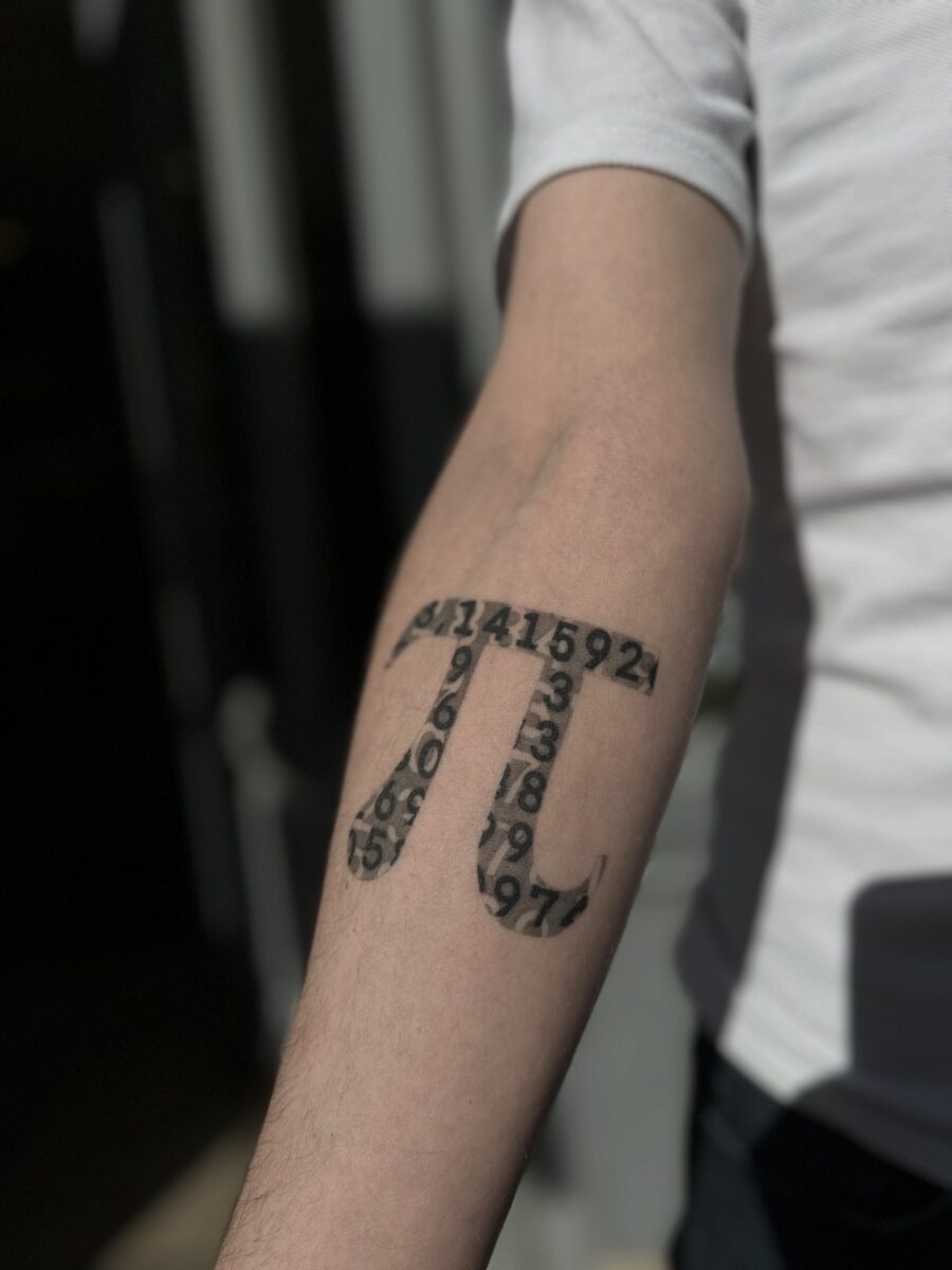 Elegant Pi Tattoo with Numeric Details Tattoo Design