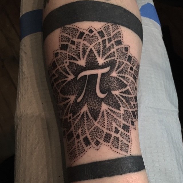 Intricate lace pi tattoo with floral details Tattoo Design