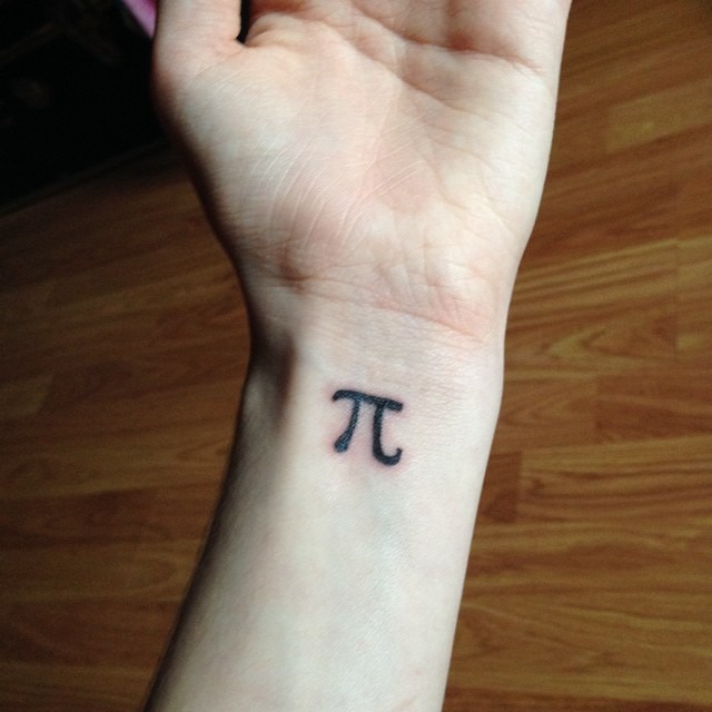 Minimalist Pi Symbol Tattoo on Wrist Tattoo Design