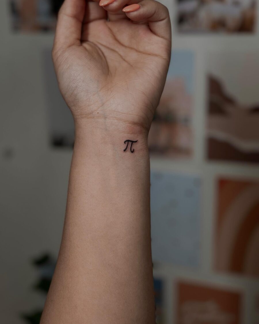 Minimalist Pi Tattoo on the Wrist Tattoo Design