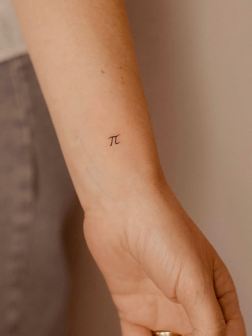 Minimalist Pi Tattoo on Wrist Tattoo Design