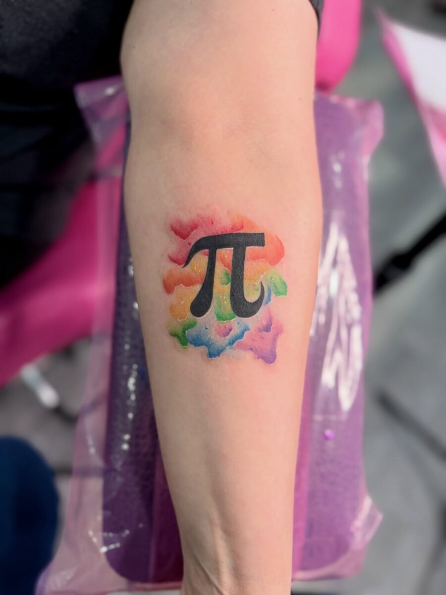 Sleek and simple pi tattoo on wrist Tattoo Design