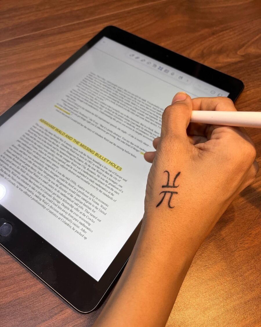Stylish Pi Symbol Tattoo on Wrist Tattoo Design