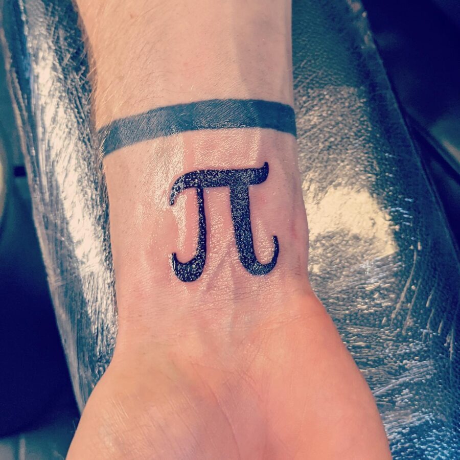 Stylish Pi Tattoo on a Hand Tattoo Design