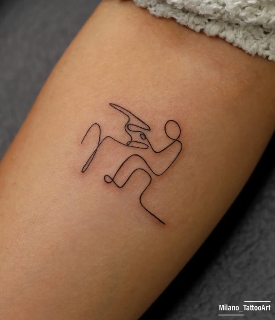 Elegant minimalistic piano line art tattoo Tattoo Design