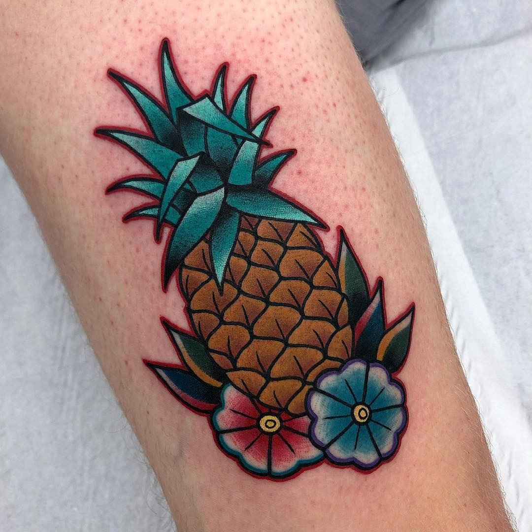 A unique blend of pineapple and octopus design Tattoo Design