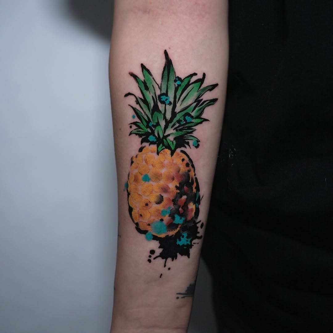 Charming pineapple tattoo adorning the shoulder Tattoo Design